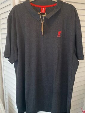 LIVERPOOL FC Men’s “Polo Shirt w/Logo” Size 3XL Gray/Red Short Sleeves NWT